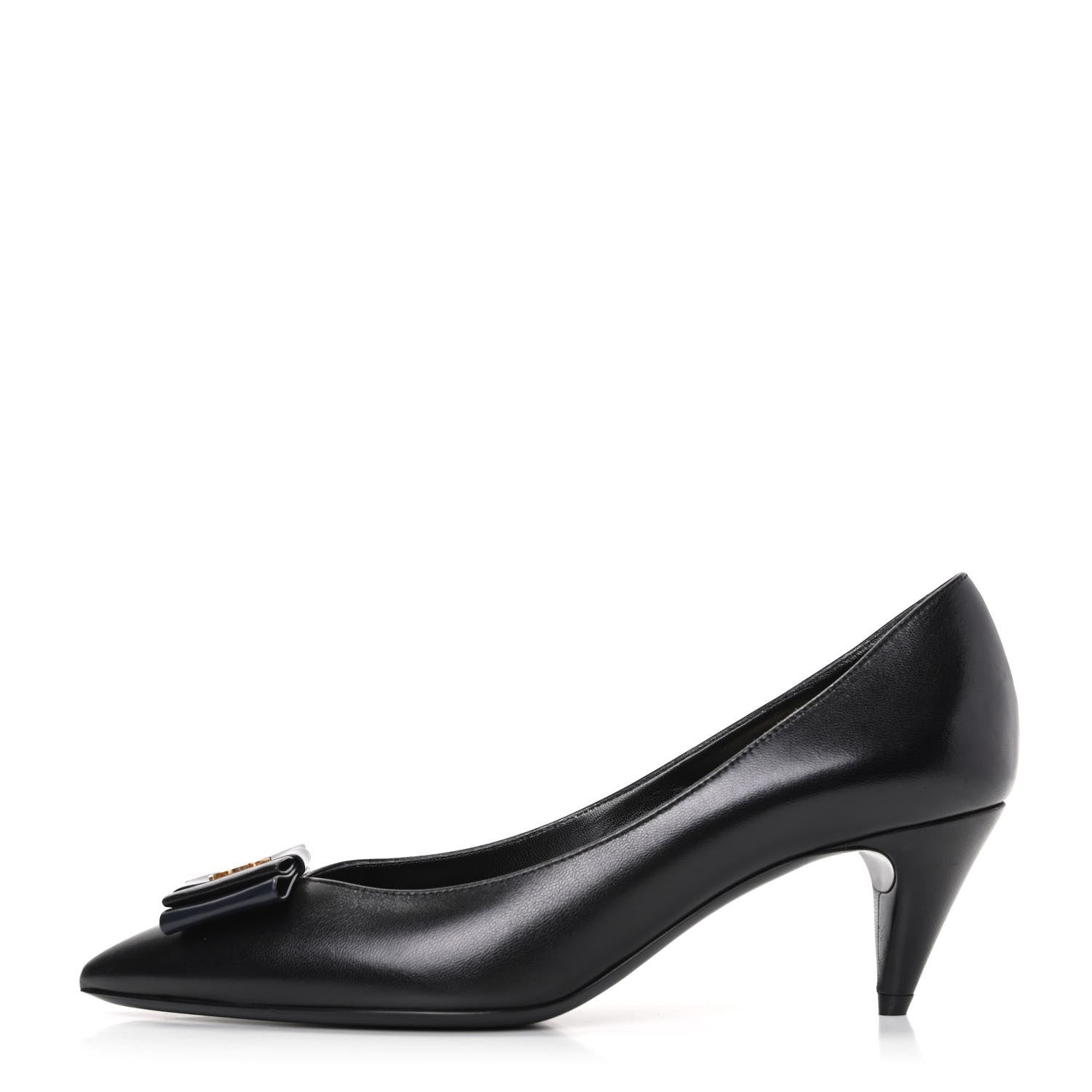 Saint Laurent Calfskin Bow Anais Pumps 37 Black 1 of 9