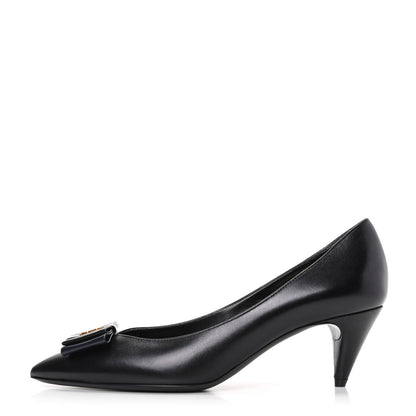 Saint Laurent Calfskin Bow Anais Pumps 37 Black 1 of 9