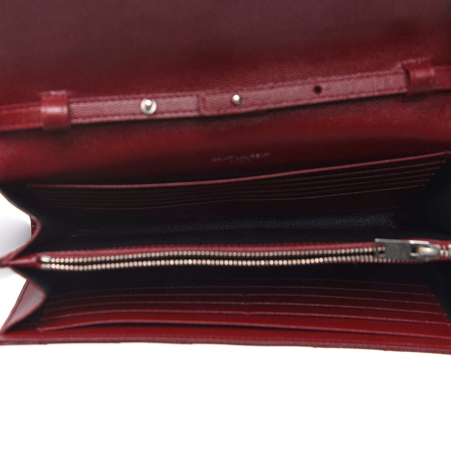 Grain De Poudre Matelasse Chevron Monogram Chain Wallet Palissandre