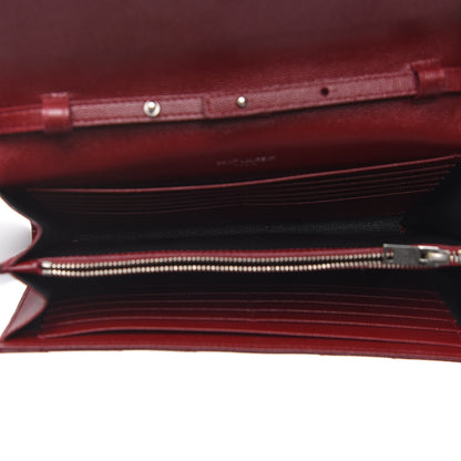 Saint Laurent Grain De Poudre Matelasse Chevron Monogram Chain Wallet Palissandre 5 of 10