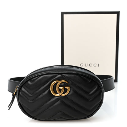 Gucci Calfskin Matelasse GG Marmont Belt Bag 75 30 Black 10 of 10