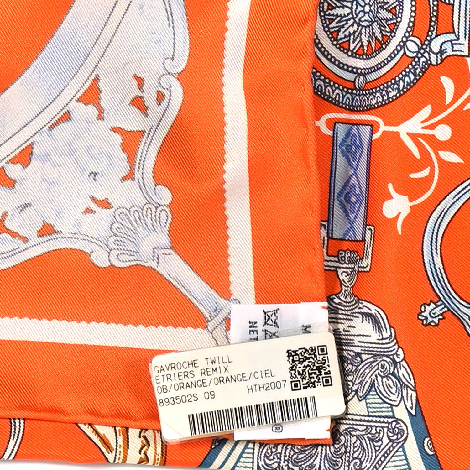 Hermes Silk Etriers Remix Scarf 45 Orange Ciel 6 of 12