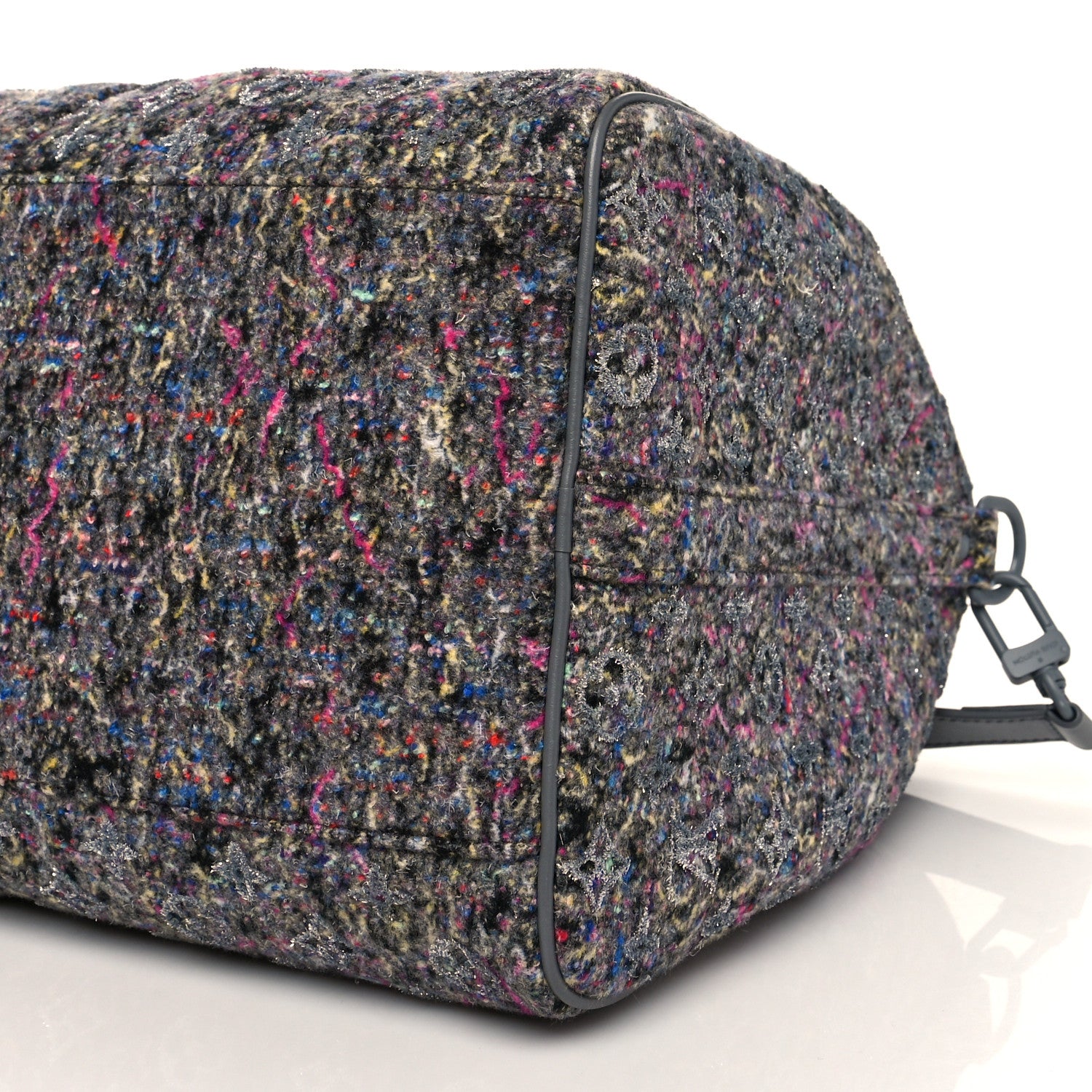 Louis Vuitton Wool Cotton Monogram Jacquard Embroidered LV Felt Keepall Bandouliere 50 Gris 9 of 9