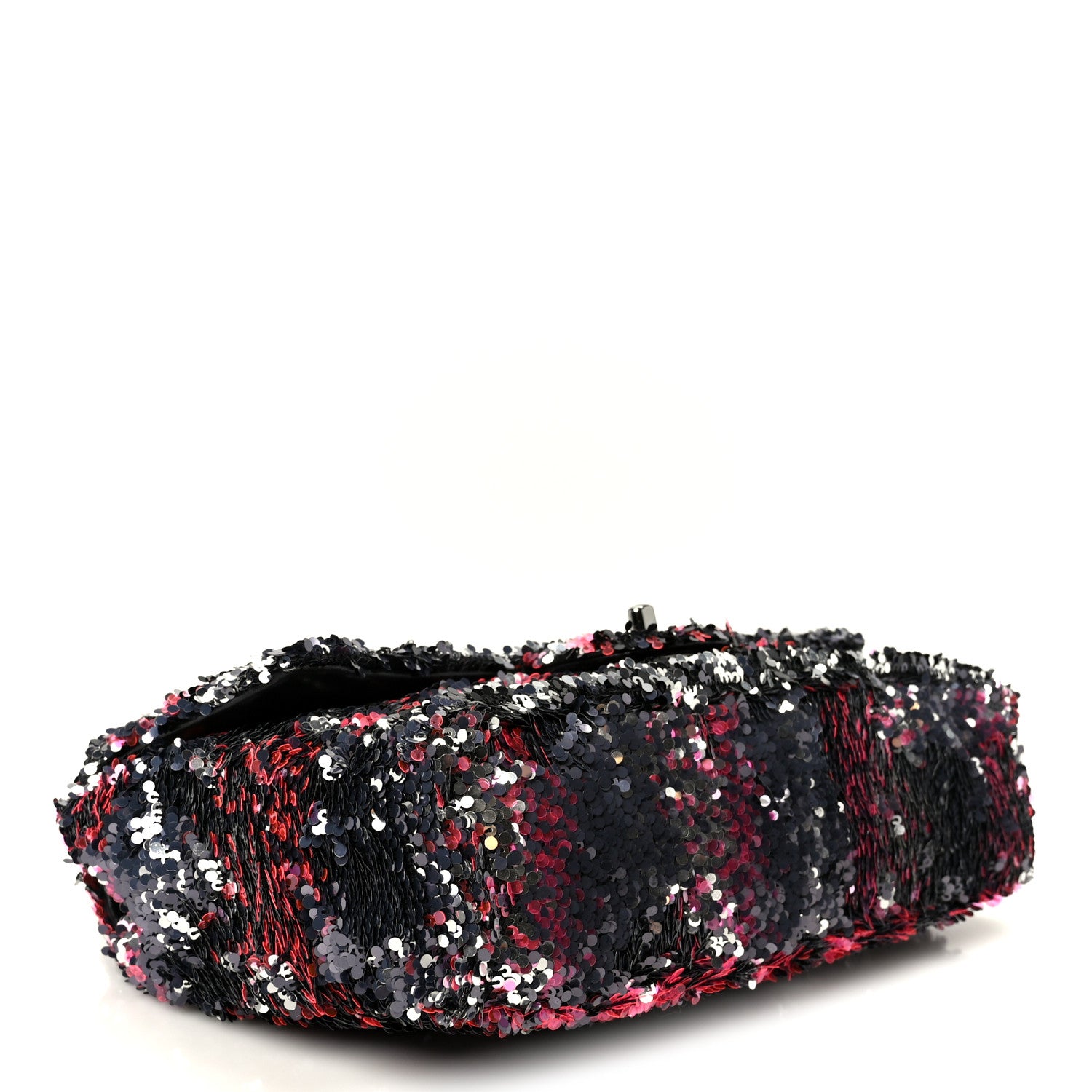 Chanel Sequin Logo Single Flap Pink Silver Black 4 of 11