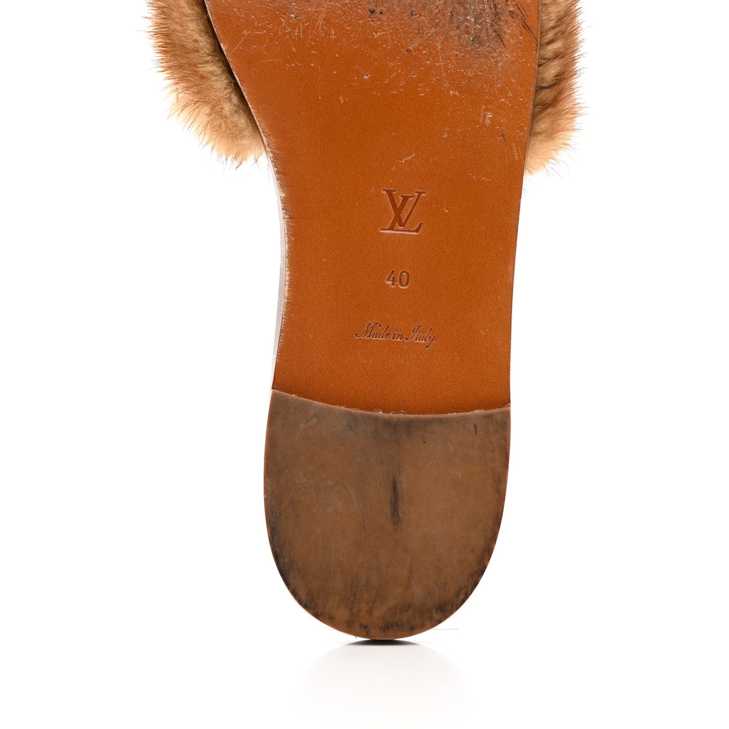 Mink Fur Lock It Flat Mule 40 Beige