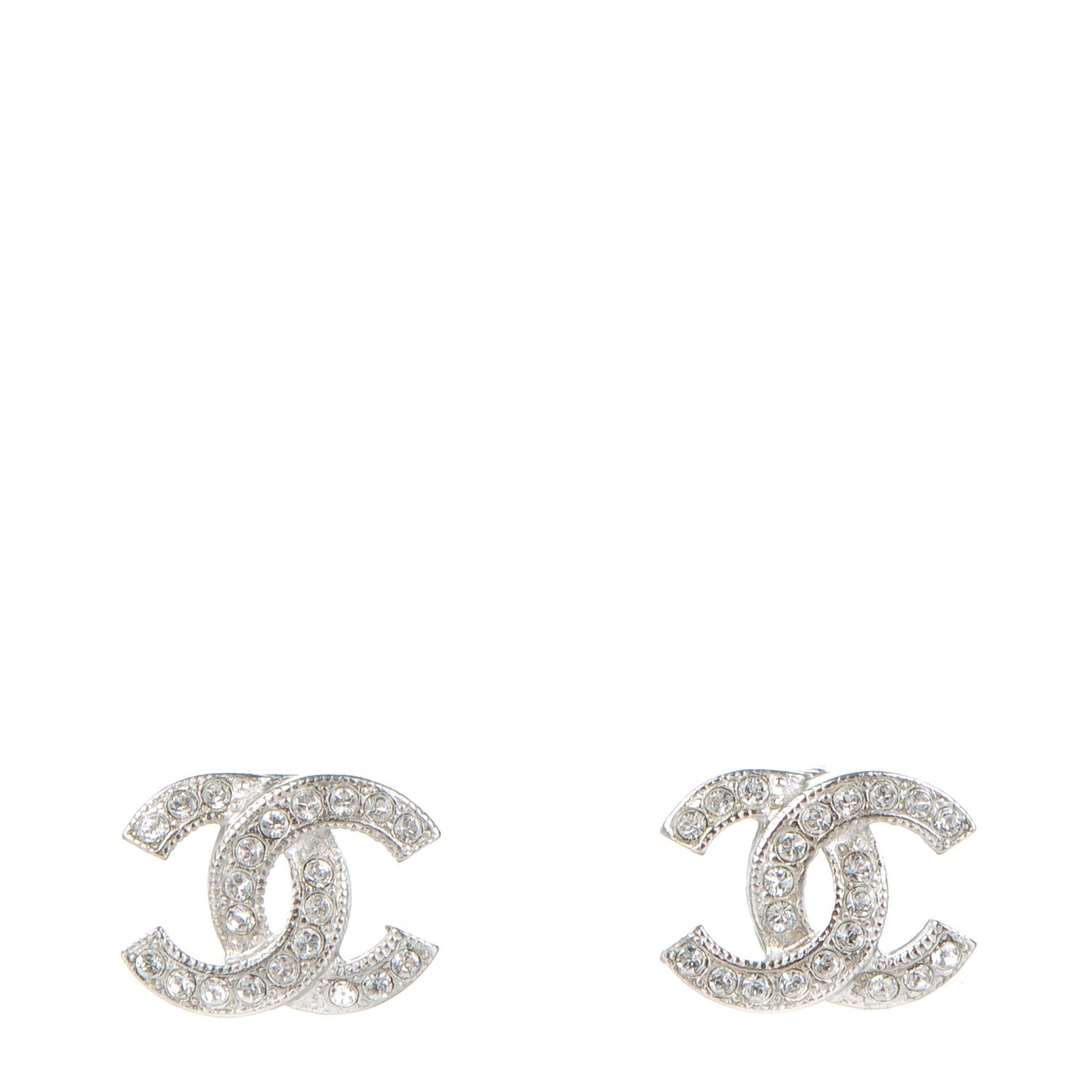 Chanel Crystal CC Earrings Silver 1 of 5