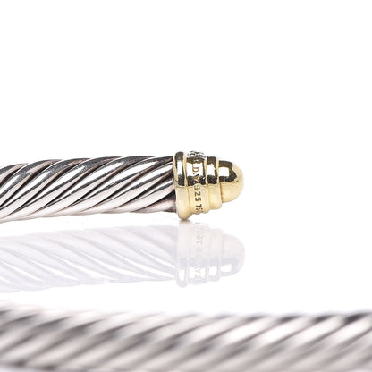 David Yurman Sterling Silver 18K Yellow Gold Diamond 5mm Cable Classics Bracelet 4 of 4