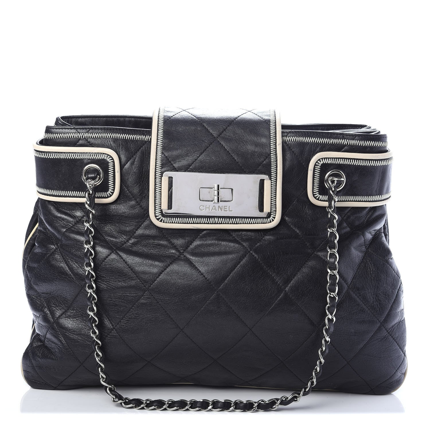 Chanel Lambskin Quilted North South Tote Black 1 of 11