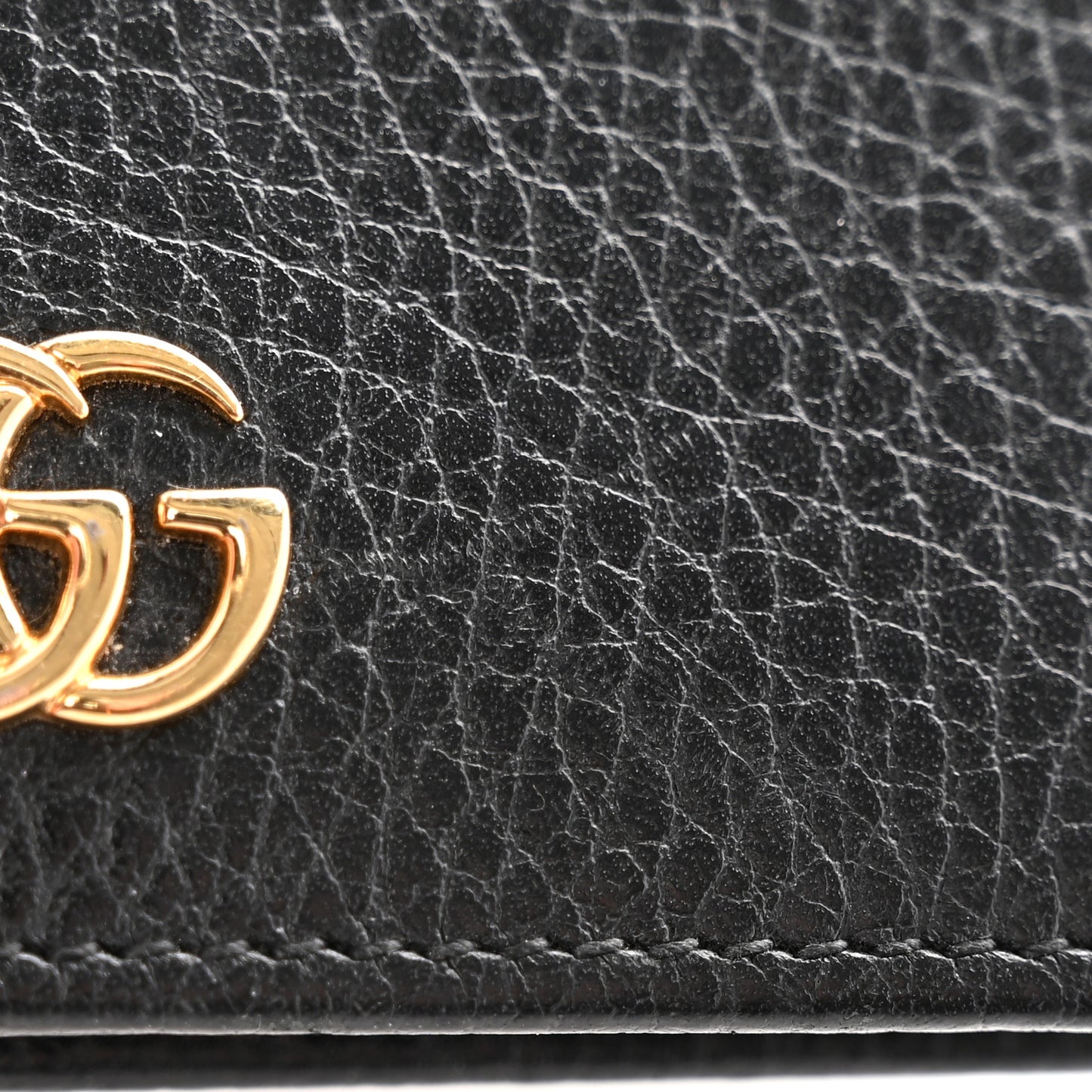 Pebbled Calfskin GG Marmont Card Case Black