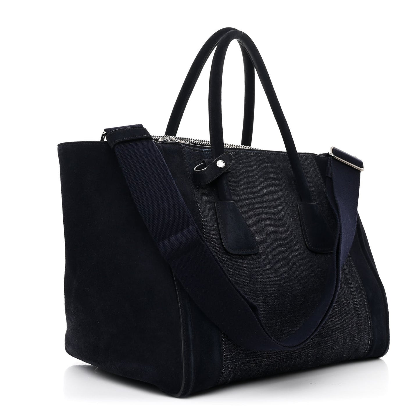 Denim Suede Scamosciato Twin Pocket Tote Bleu
