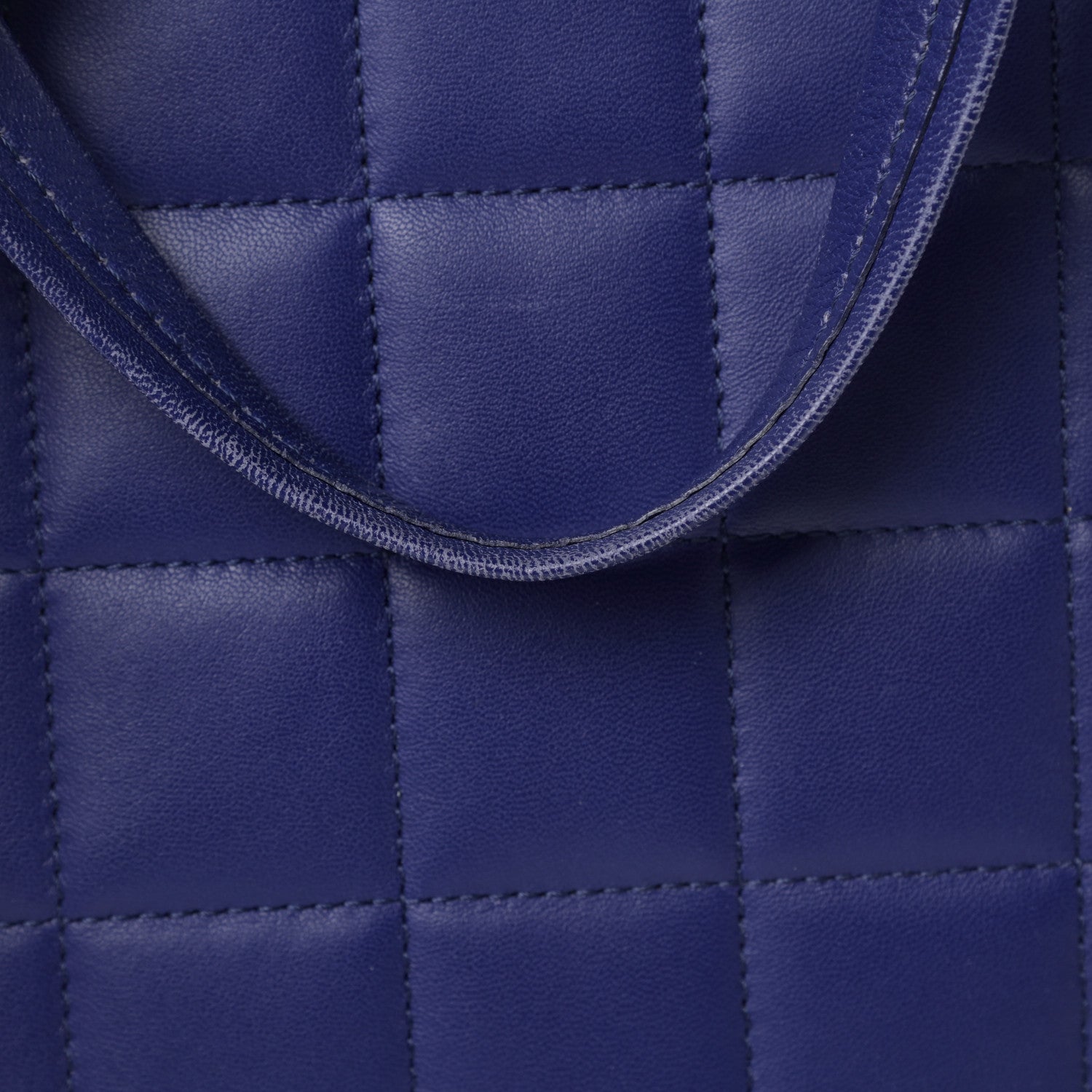 Celine Lambskin Quilted Horizontal Cabas Blue 13 of 15
