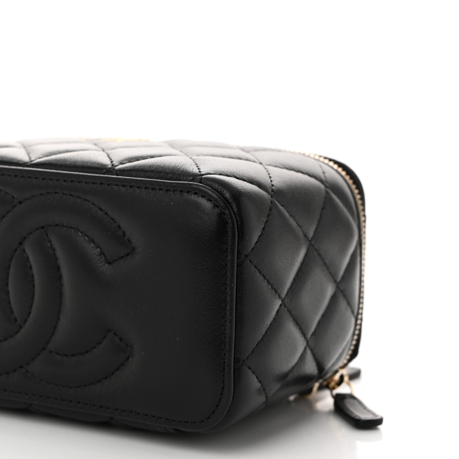 Chanel Lambskin Quilted Pearl Crush Small Vanity Case With Chain Black 10 of 11