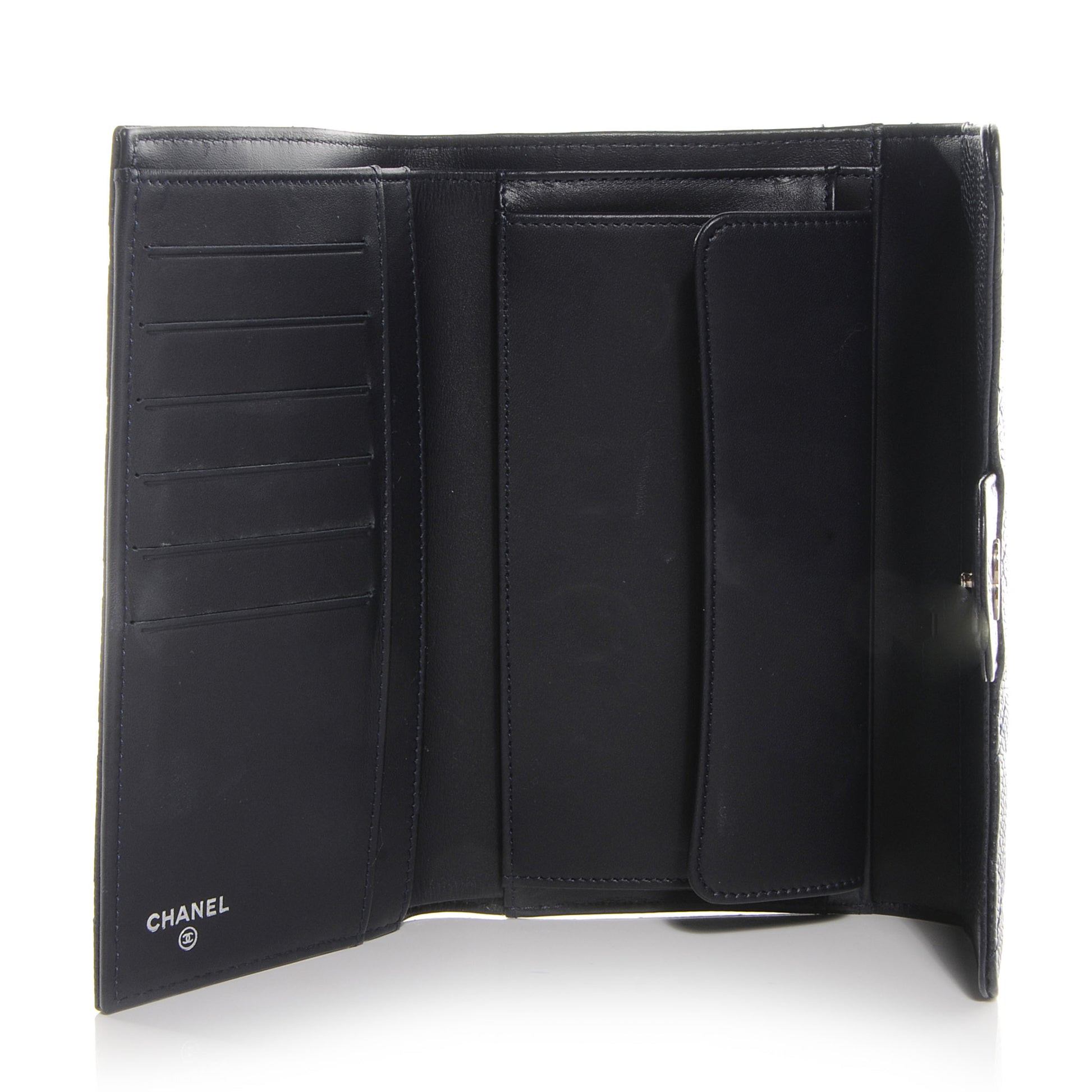 Chanel Caviar Quilted Long Flap Wallet Navy Blue 6 of 9