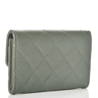 Chanel Iridescent Caviar Quilted Flap Card Holder Green 3 of 9