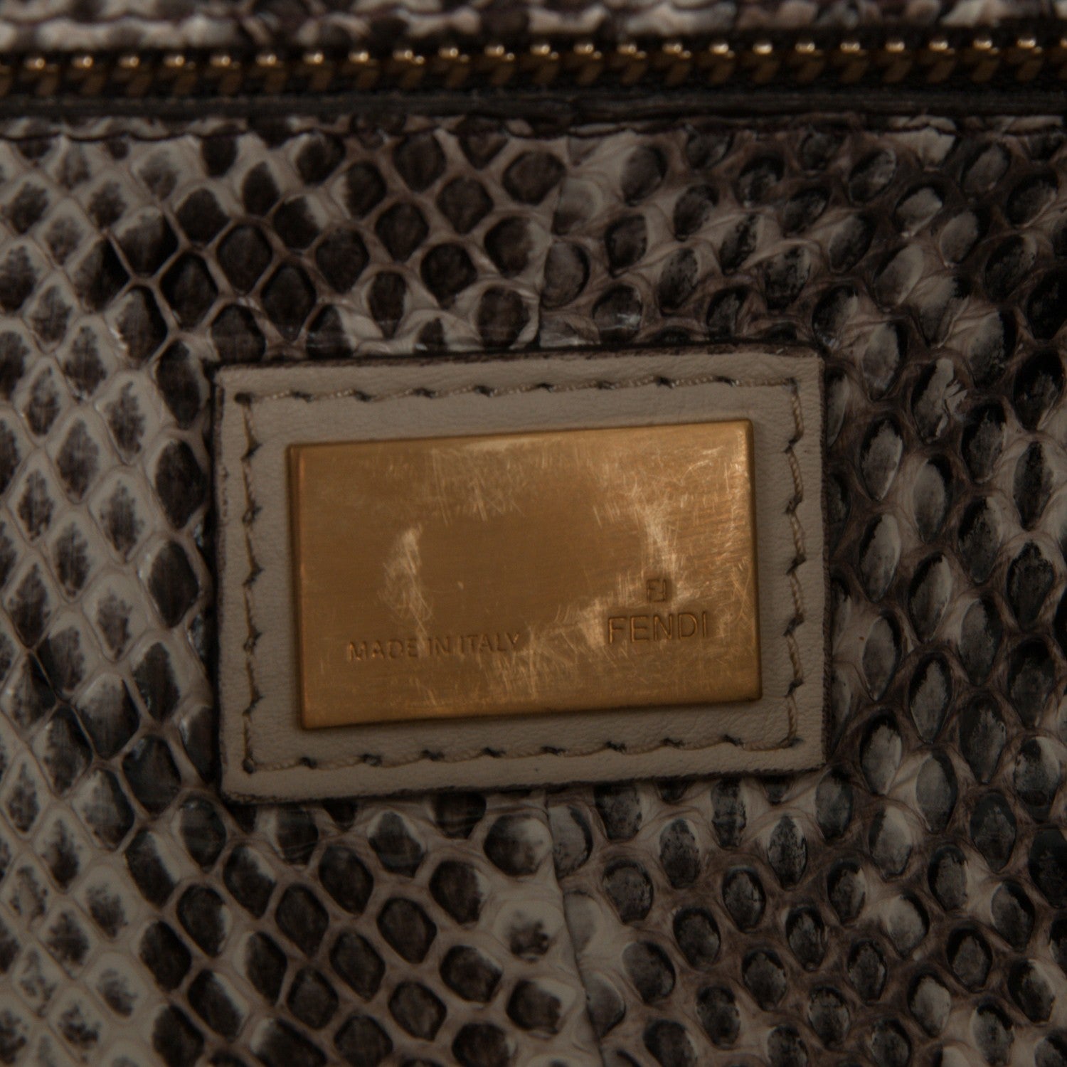 Fendi Goatskin Elaphe Large Peekaboo Iconic Satchel Latte Natural 7 of 8