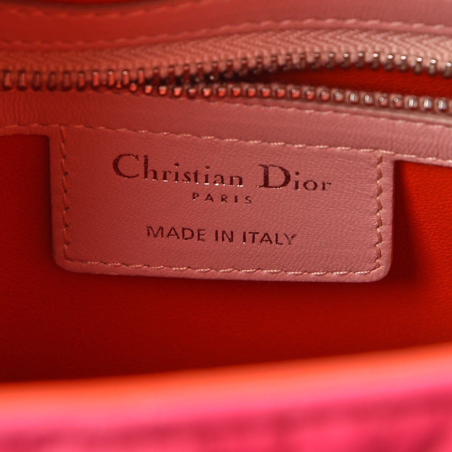Christian Dior Lambskin Cannage Tri-Color Medium Lady Dior Orange Riviera Fuchsia Cosmopolitan Lipstick Natural 6 of 12