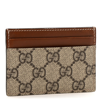Gucci GG Supreme Monogram Calfskin Card Holder Beige Ebony Cuir 3 of 7