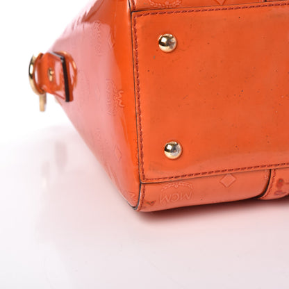 MCM Monogram Patent Zip Top Tote Orange 11 of 23