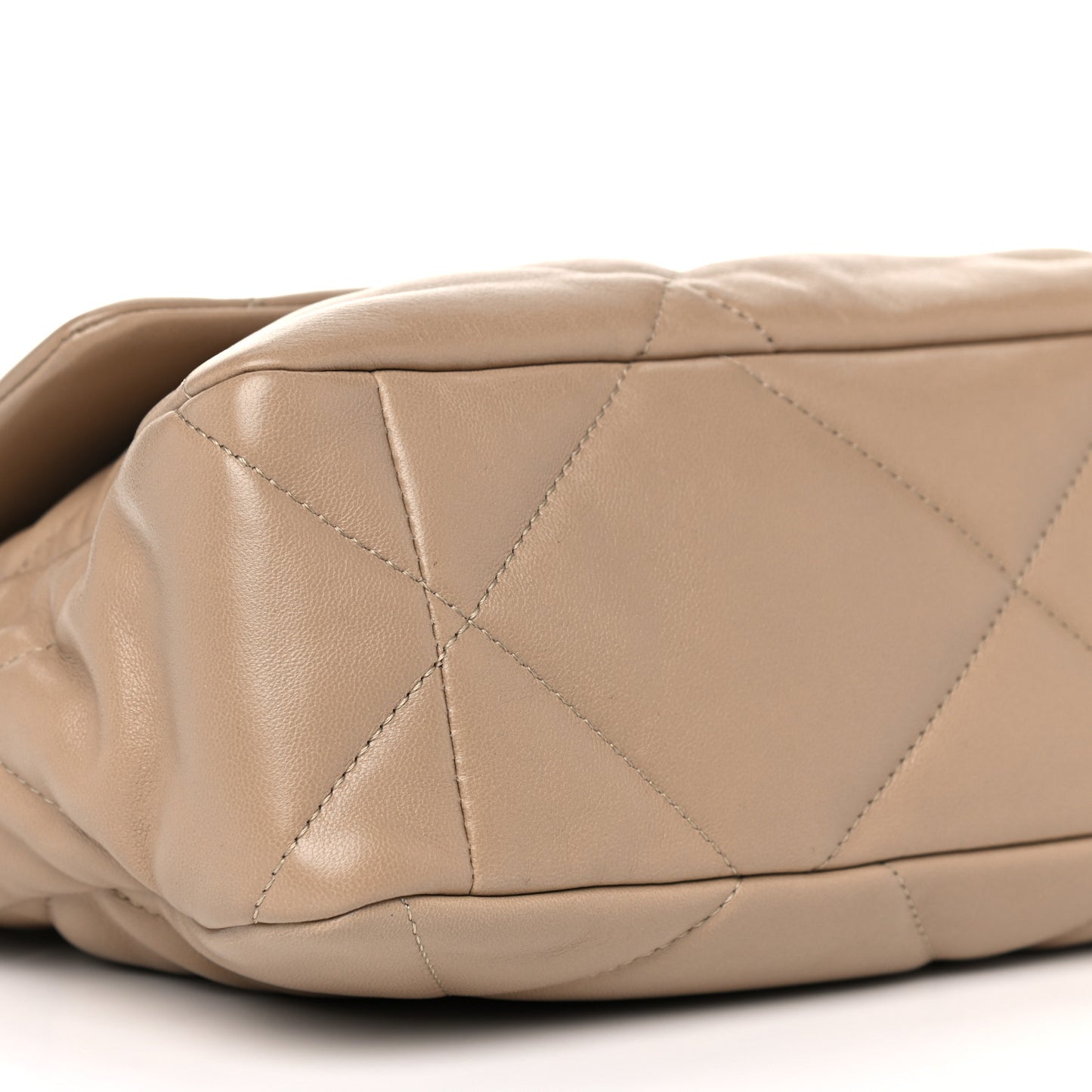 Lambskin Quilted Large Chanel 19 Flap Beige
