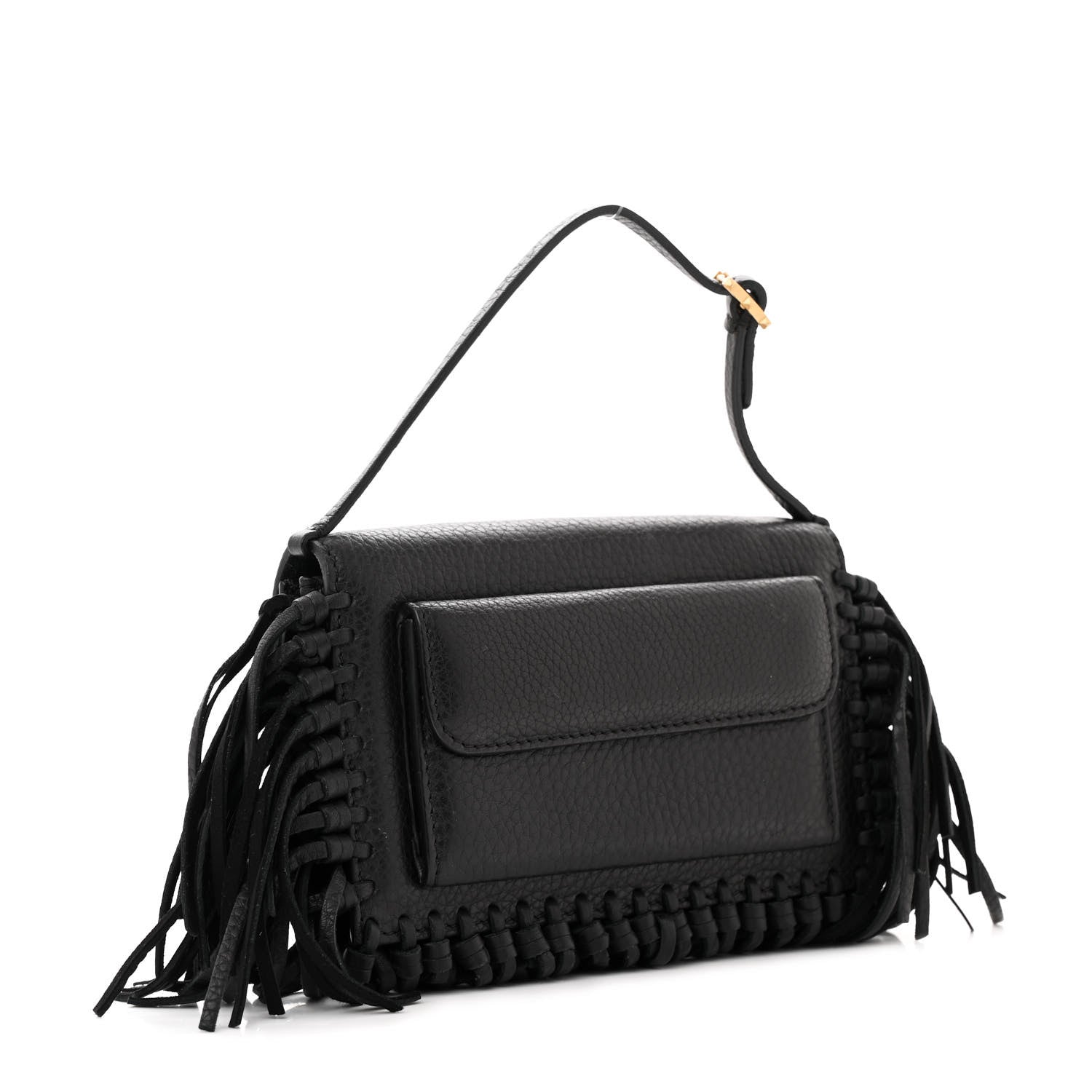 Valentino Garavani Grained Calfskin Mini C Rockee Scarab Fringe Shoulder Bag Black 3 of 18