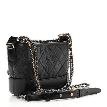 Chanel Aged Calfskin Quilted Small Gabrielle Hobo Black 3 of 11