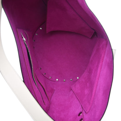 Celine Natural Calfskin Biker Bucket Shoulder Bag White Magenta 5 of 7