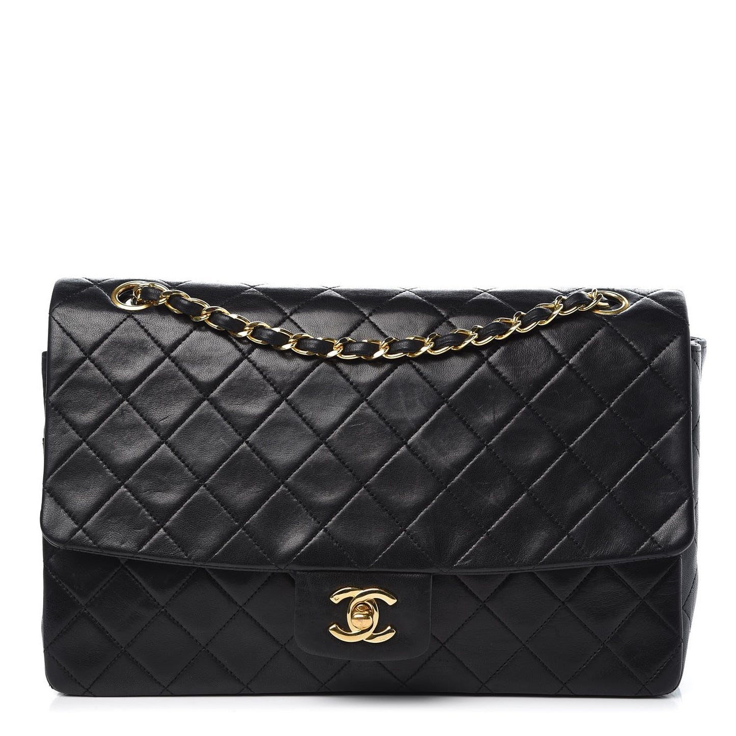 Lambskin Quilted Medium Single Flap Black