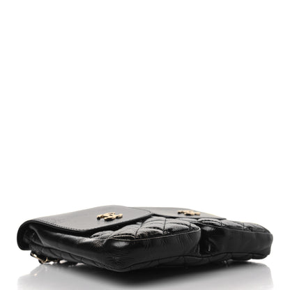 Chanel Glazed Calfskin Quilted Double Pocket Crossbody Flap Black 3 of 8