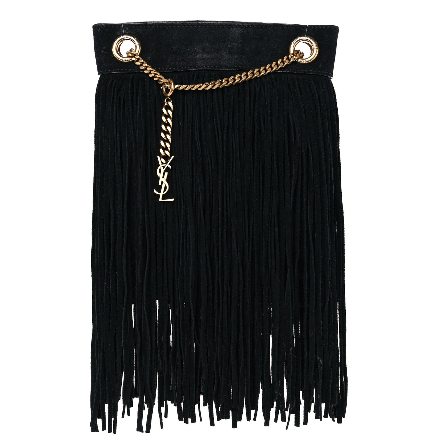 Suede Calfskin Small Grace Fringed Hobo Bag Rope Black