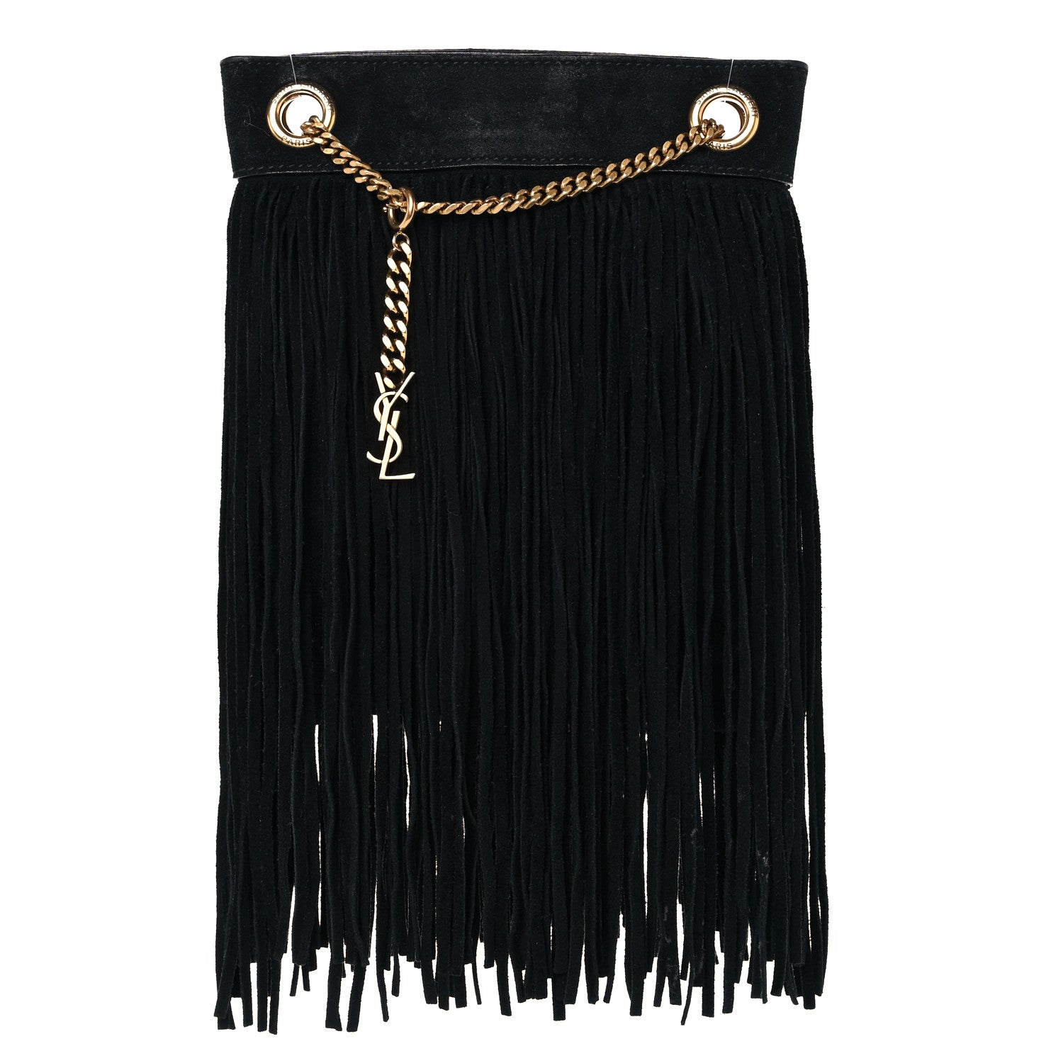 Saint Laurent Suede Calfskin Small Grace Fringed Hobo Bag Rope Black 1 of 9