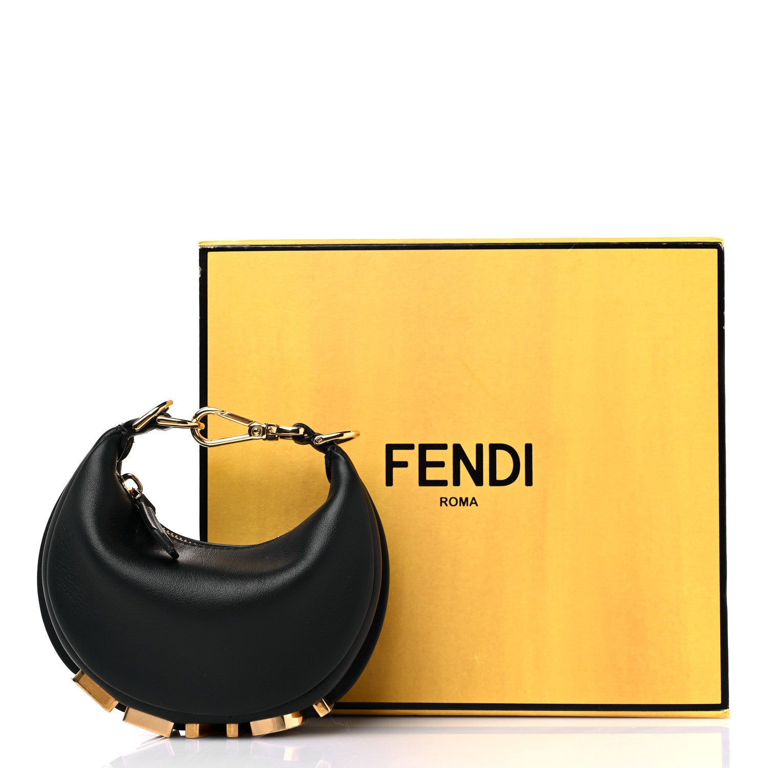 Fendi Vitello Grace Matte Nano Fendigraphy Hobo Charm Black 14 of 14
