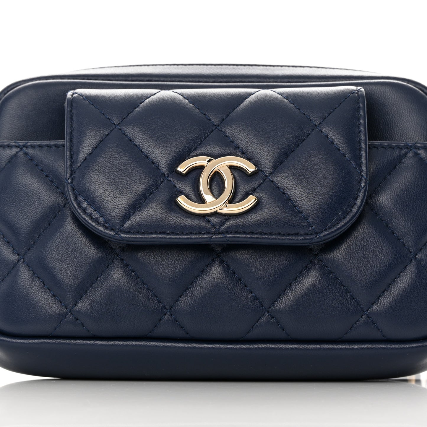 Lambskin Quilted Waist Bag With Pouch Blue