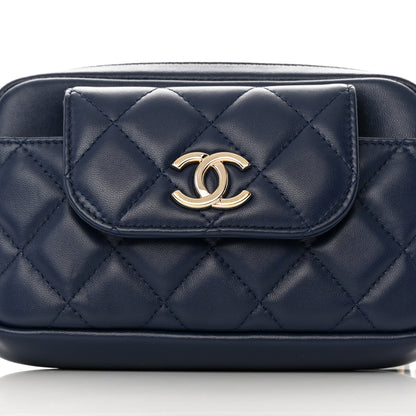 Chanel Lambskin Quilted Waist Bag With Pouch Blue 9 of 15