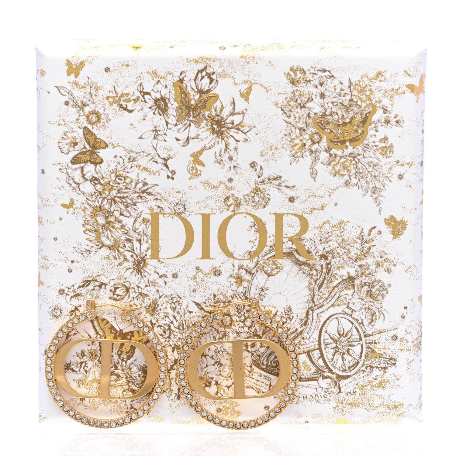 Christian Dior Crystal CD 30 Montaigne Hoop Earrings Gold 5 of 5