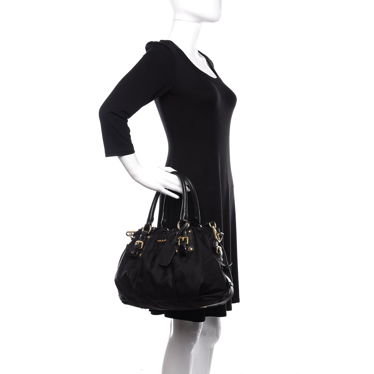 Tessuto Nylon Jacquard Logo Tote Black