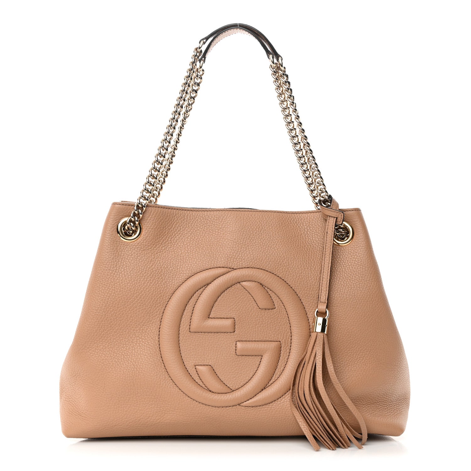 Gucci Pebbled Calfskin Medium Soho Chain Shoulder Bag Camelia 1 of 14