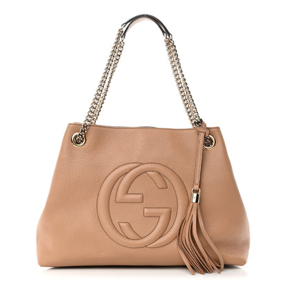 Gucci Pebbled Calfskin Medium Soho Chain Shoulder Bag Camelia 1 of 14