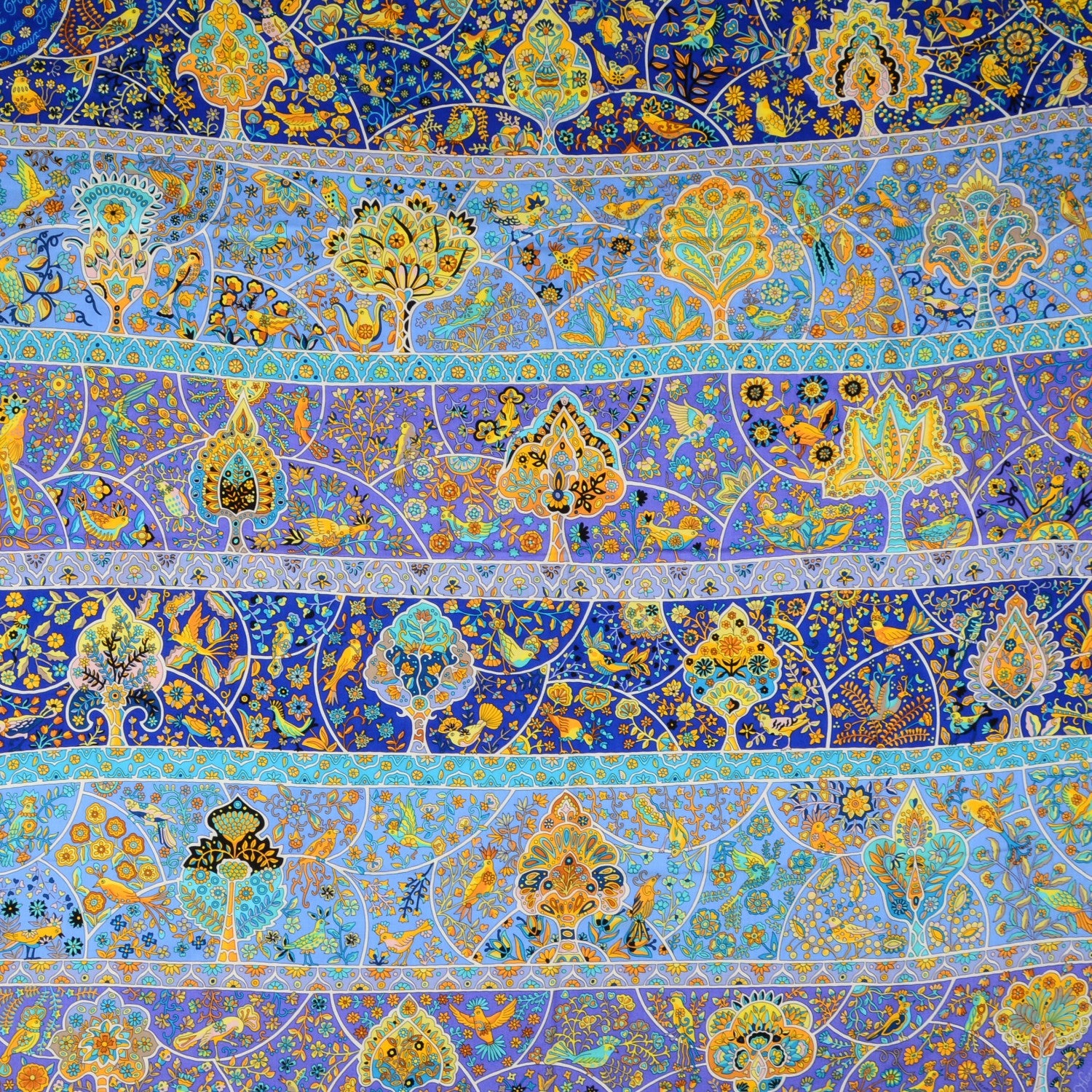Hermes Cashmere Silk Au Pays Des Oiseaux Fleurs Shawl 140 Marine Turquoise Jaune 1 of 8