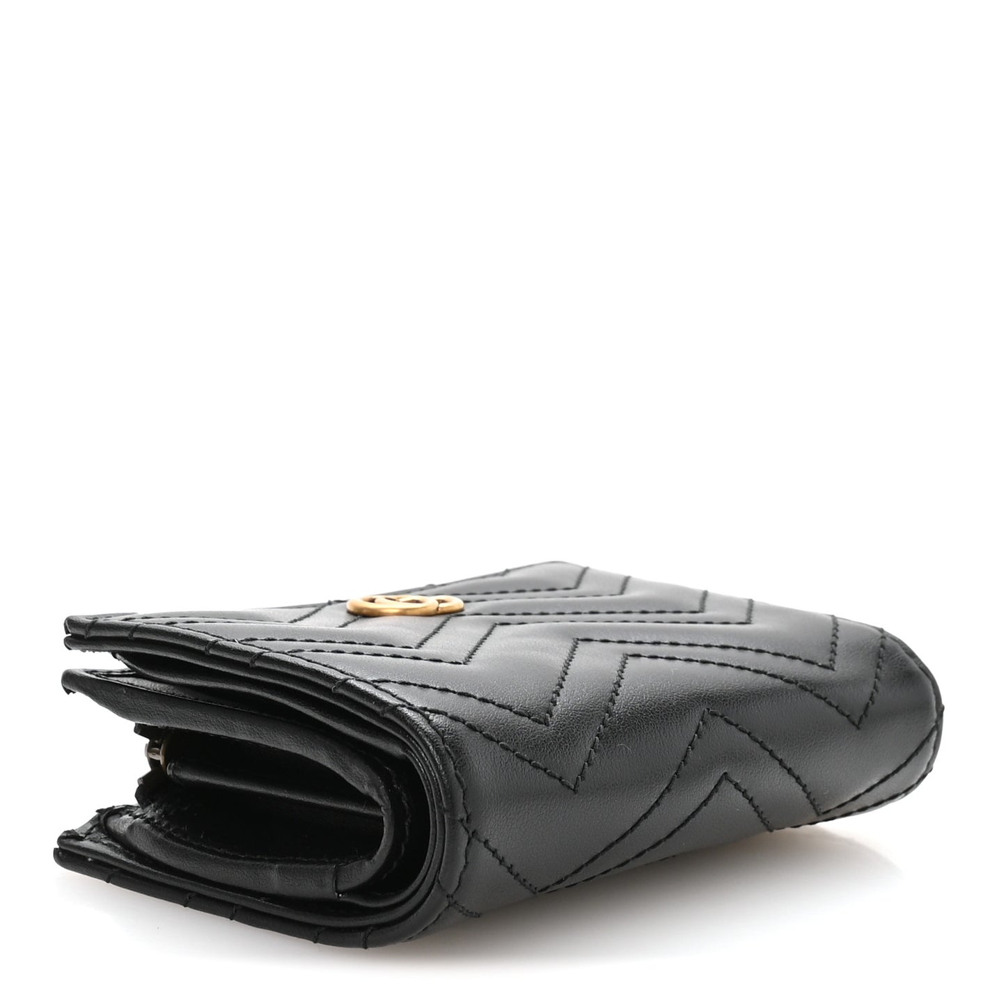 Calfskin Matelasse GG Marmont Card Case Wallet Black