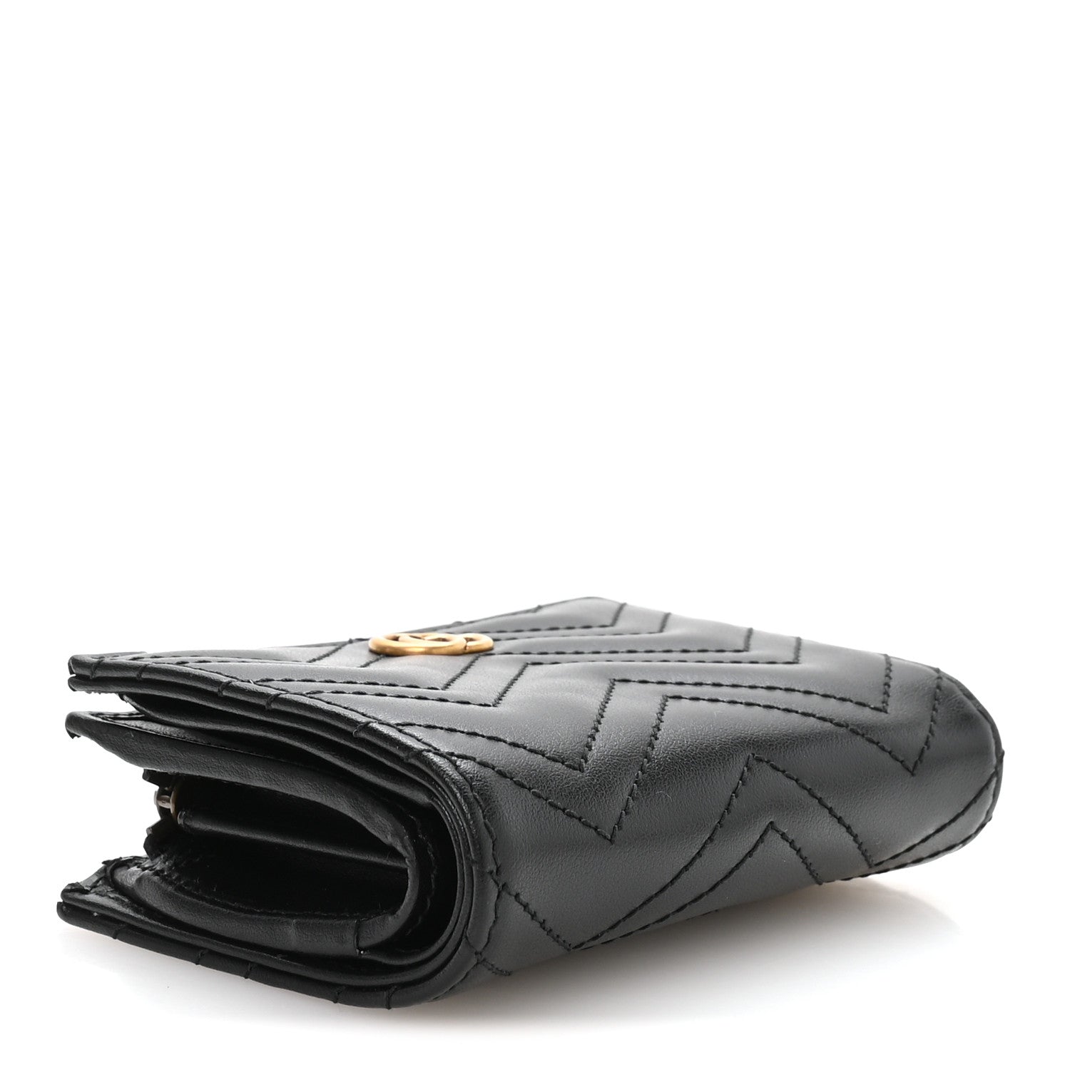Gucci Calfskin Matelasse GG Marmont Card Case Wallet Black 4 of 7