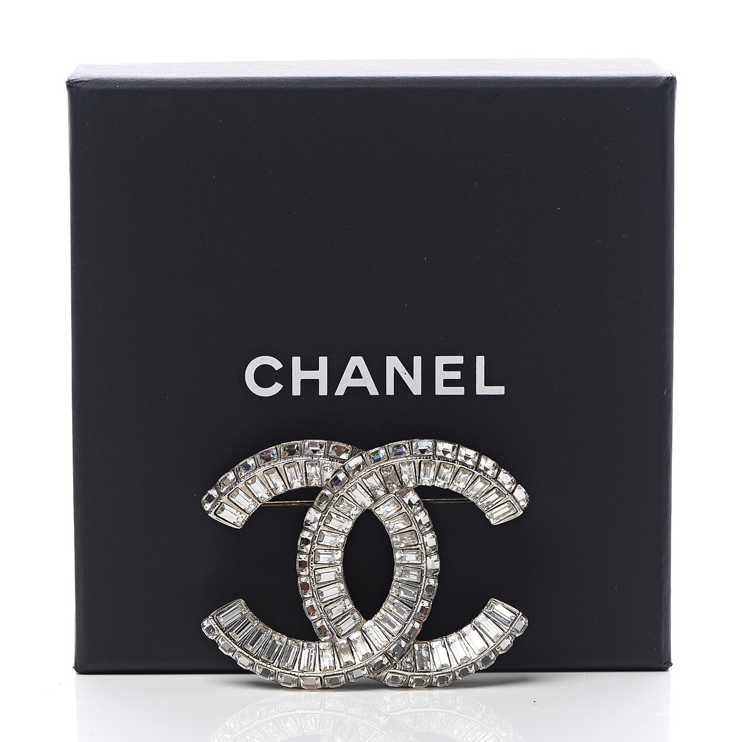 Baguette Crystal CC Brooch Silver