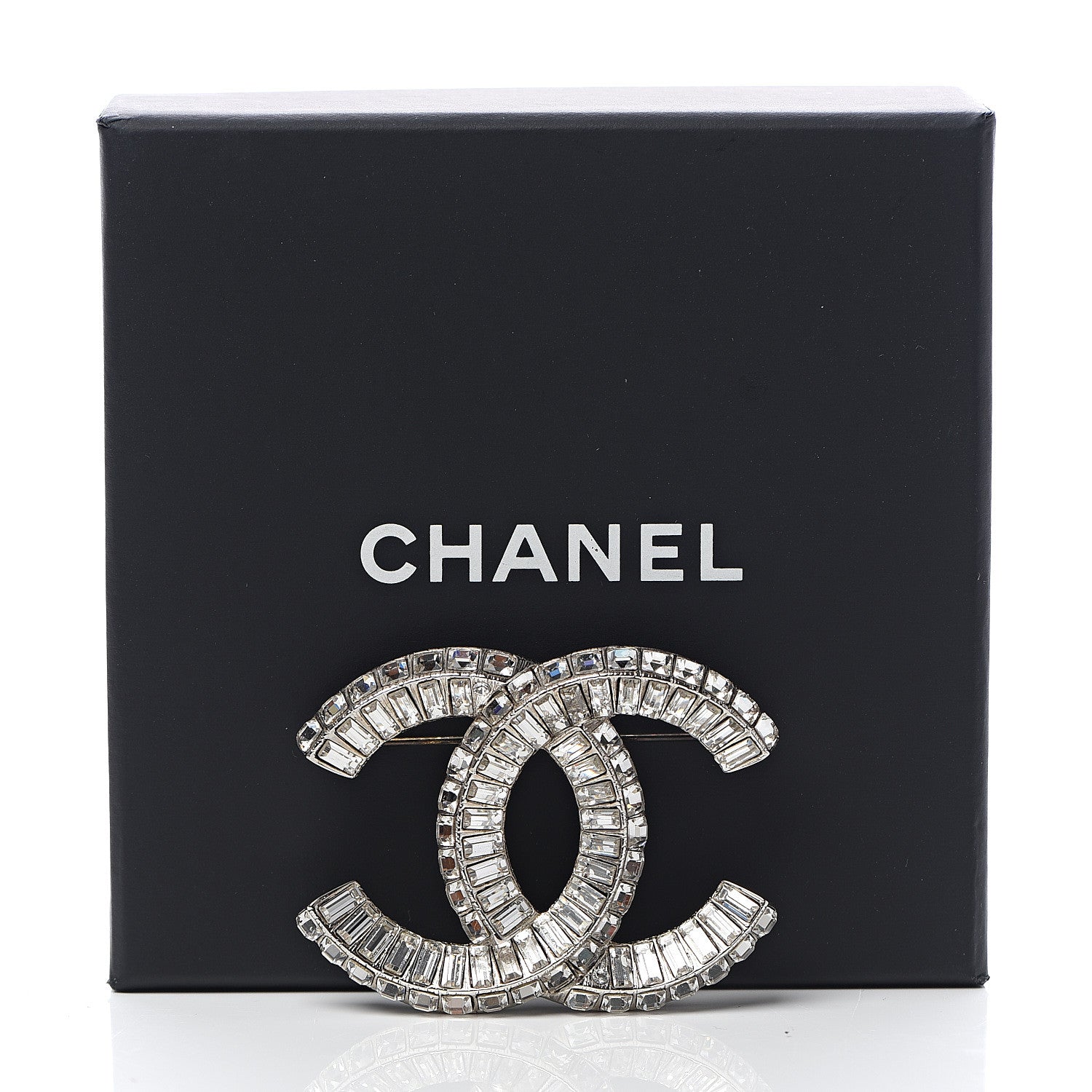 Chanel Baguette Crystal CC Brooch Silver 5 of 5