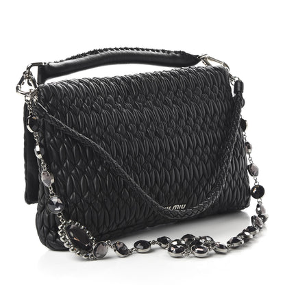 Miu Miu Nappa Matelasse Crystal Flap Clutch Black 3 of 10