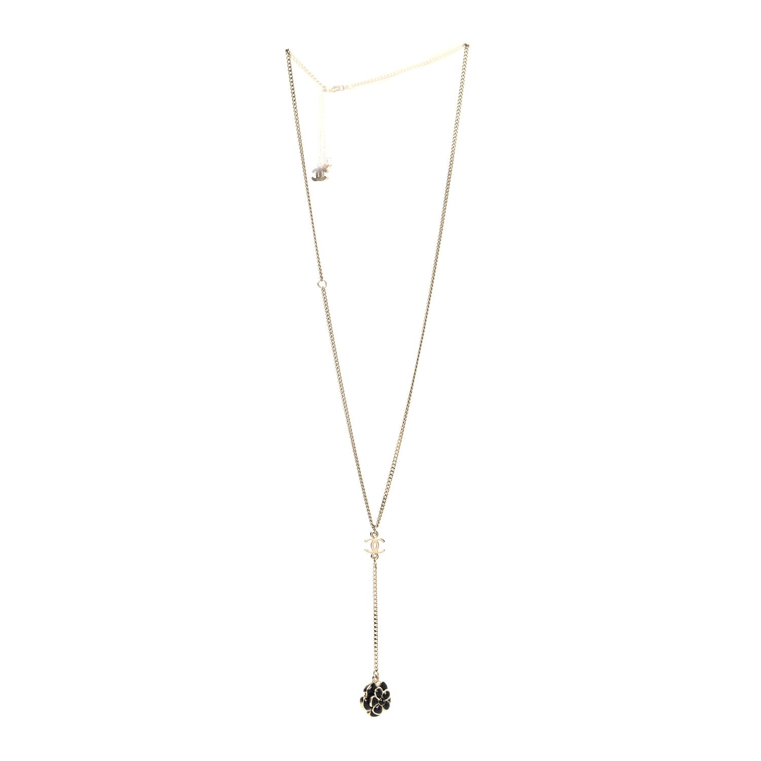 Chanel Enamel CC Camellia Necklace Gold Black 3 of 5
