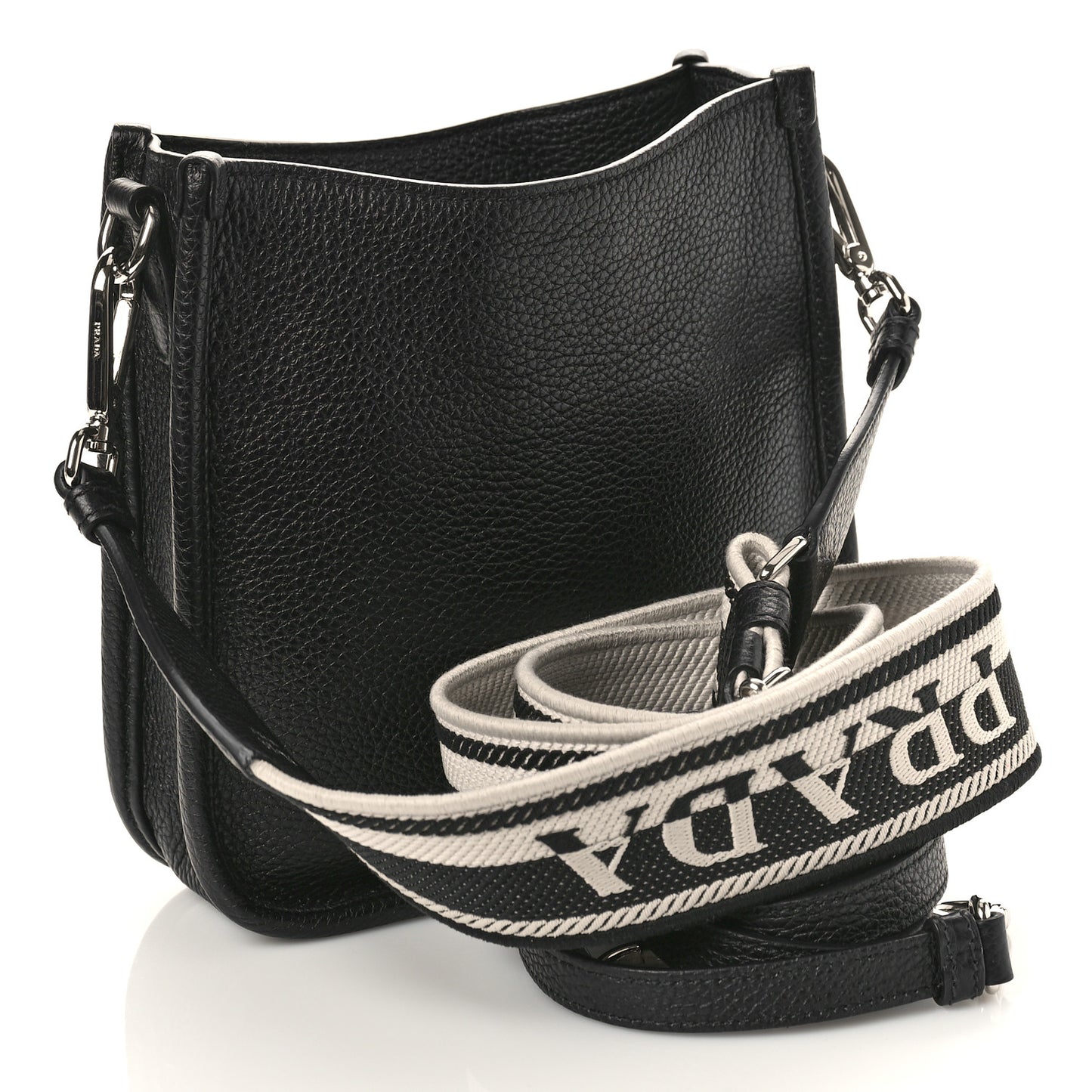 Vitello Daino Soft Mini Hobo Messenger Bag Black