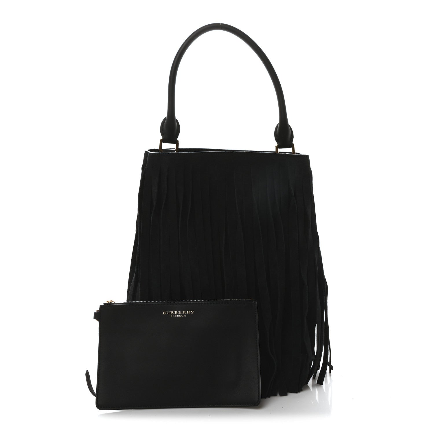 Burberry Prorsum Suede Fringe Bucket Bag Black 3 of 11