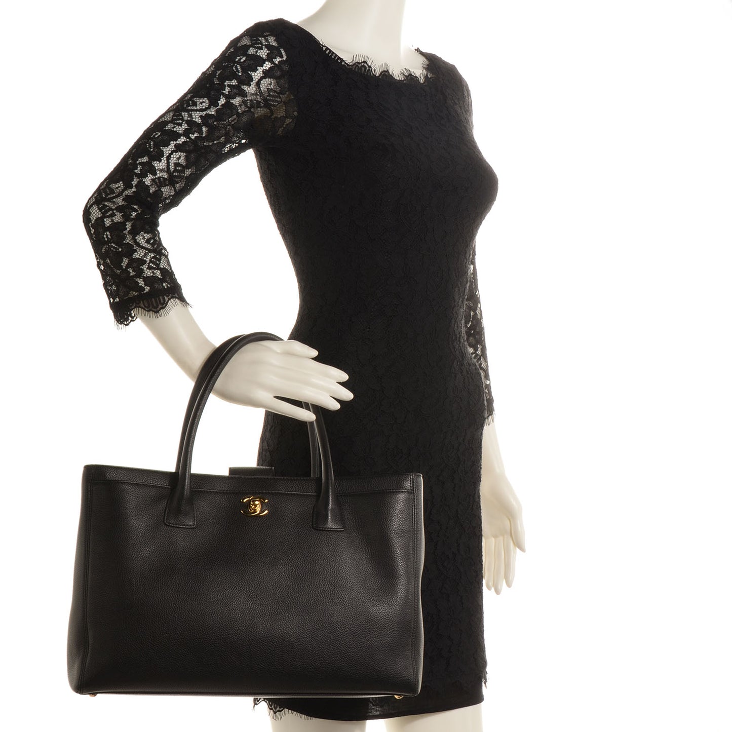 Calfskin Cerf Shopper Tote Black