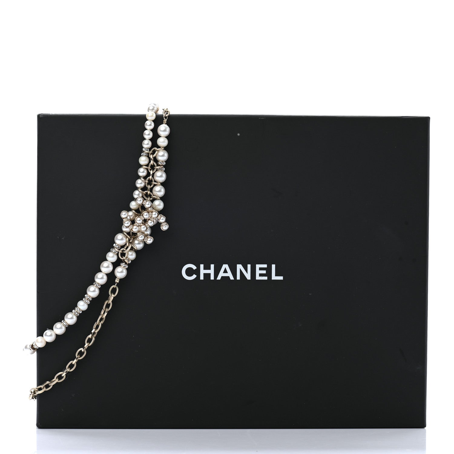 Chanel Pearl Crystal Nefertiti CC Short Necklace Gold Grey 7 of 7