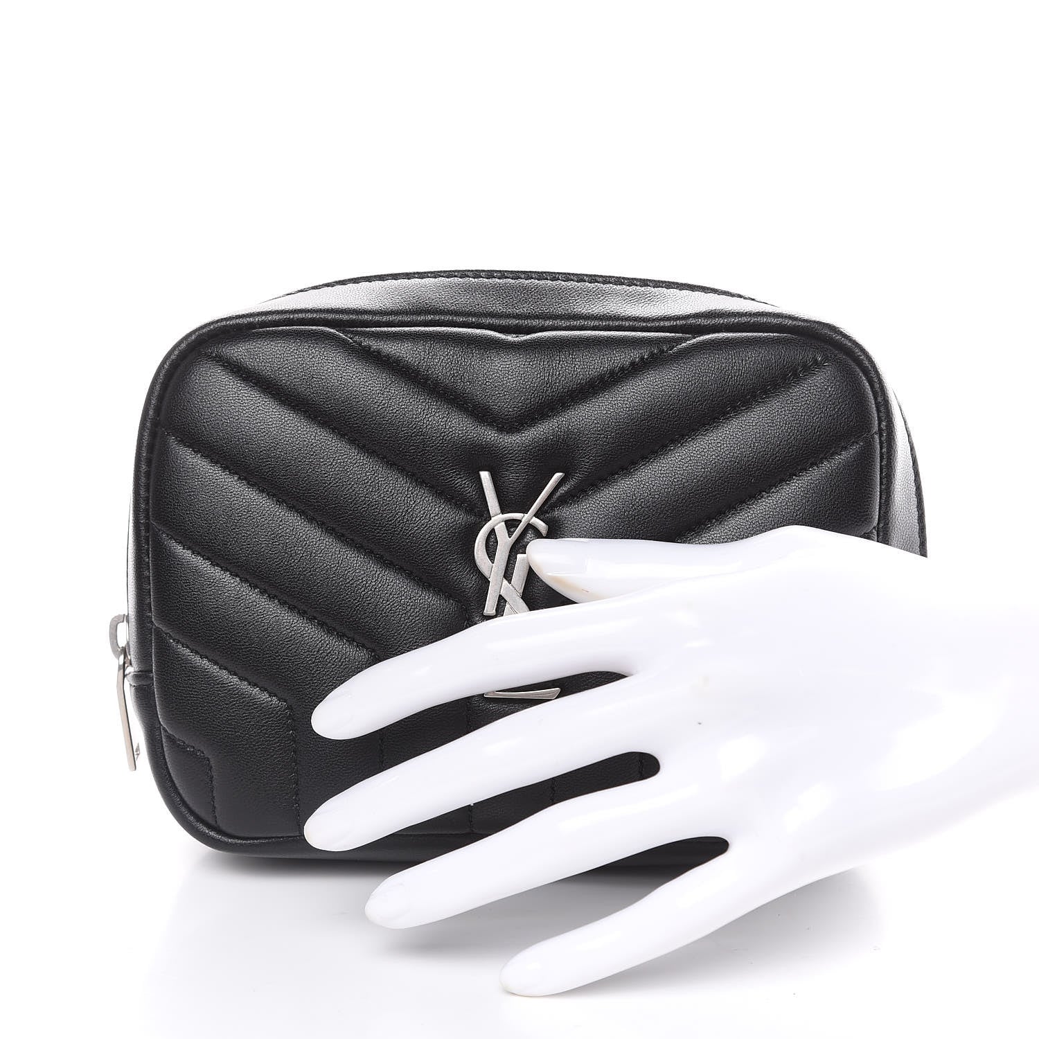 Saint Laurent Lambskin Y Quilted Monogram Loulou Cosmetic Case Black 2 of 10