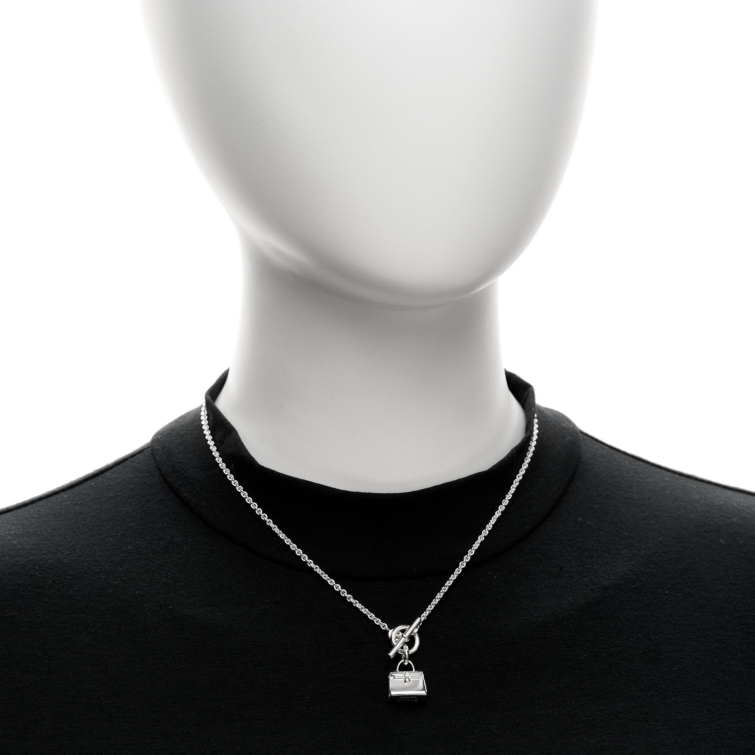 Hermes Sterling Silver Kelly Charm Pendant Necklace 2 of 5
